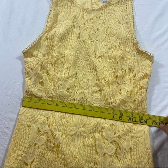 Est 1946 Yellow Dress women’s 8 lace overlay sleeveless high neck Sheath zipper - Picture 4 of 7
